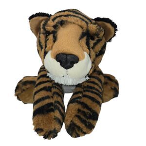 MJC Purr-fection Plush Tiger Brown Big Cat Black Stripes Floppy Laying 1992 13"‎